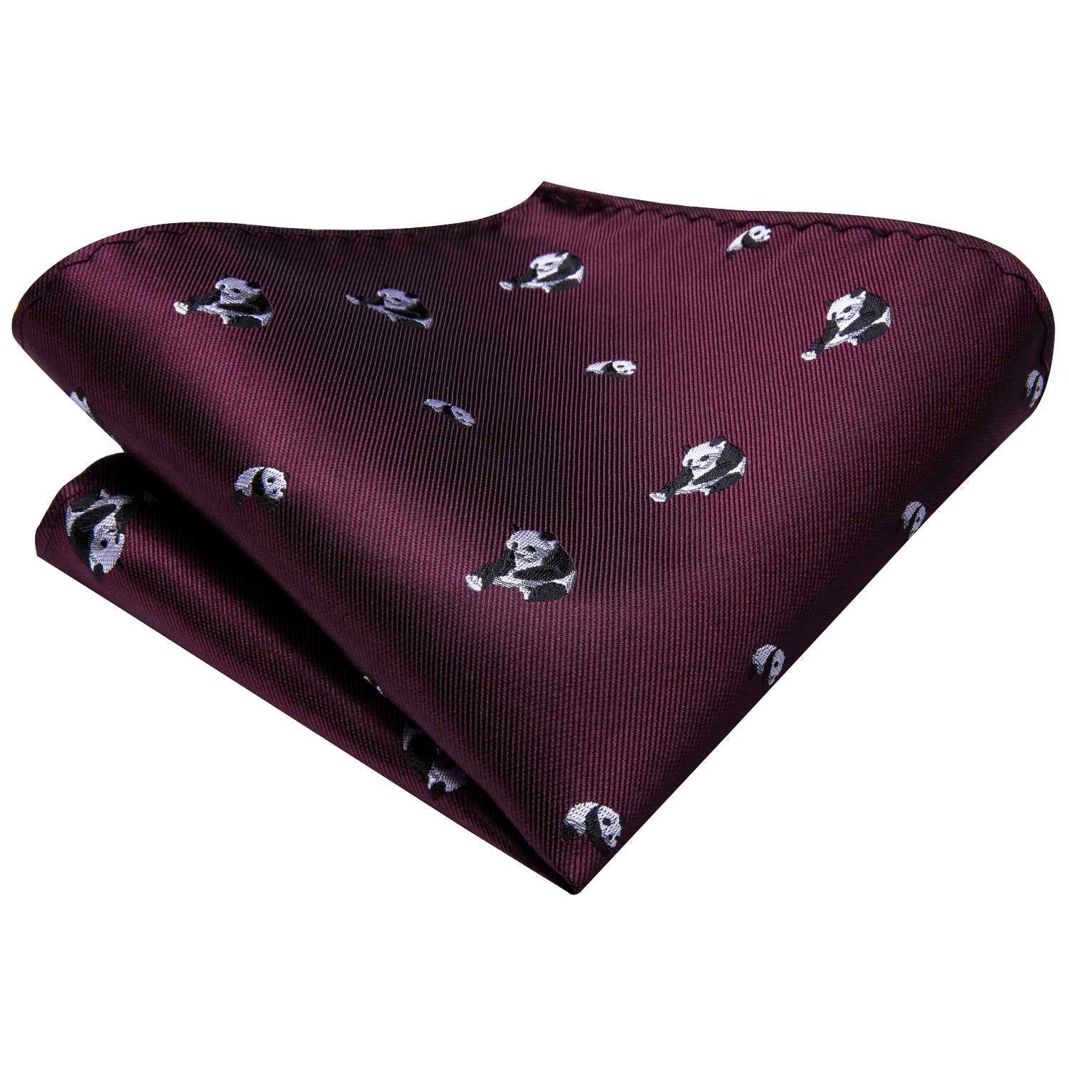 Midnight Ruby Pandas Silk Tie