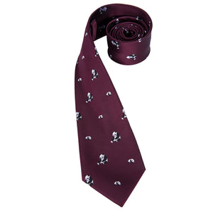 Midnight Ruby Pandas Silk Tie