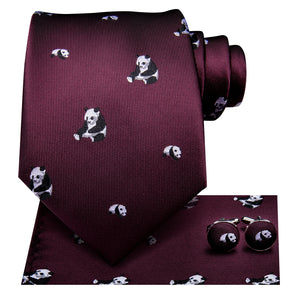 Midnight Ruby Pandas Silk Tie