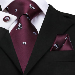 Midnight Ruby Pandas Silk Tie