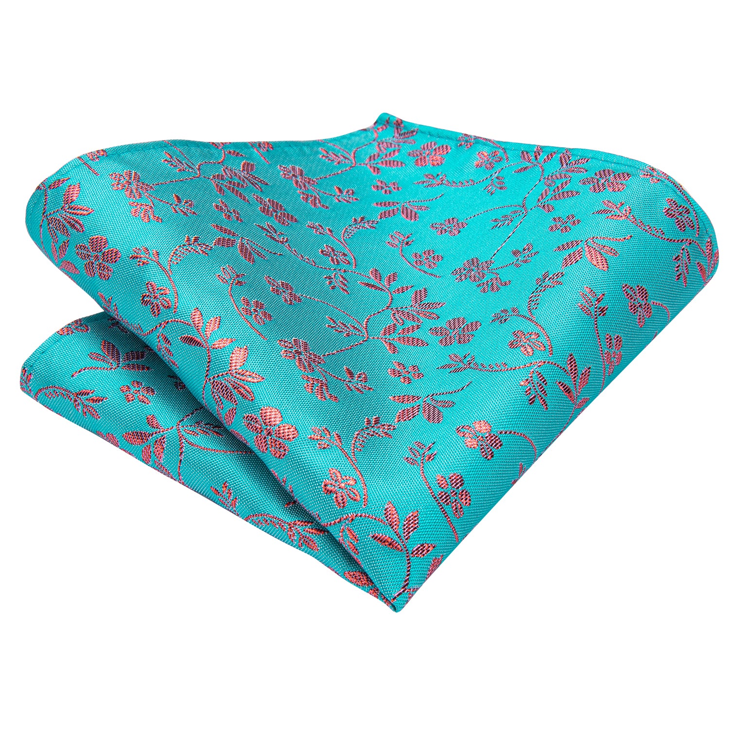 Turquoise Coral Blossoms Silk Tie