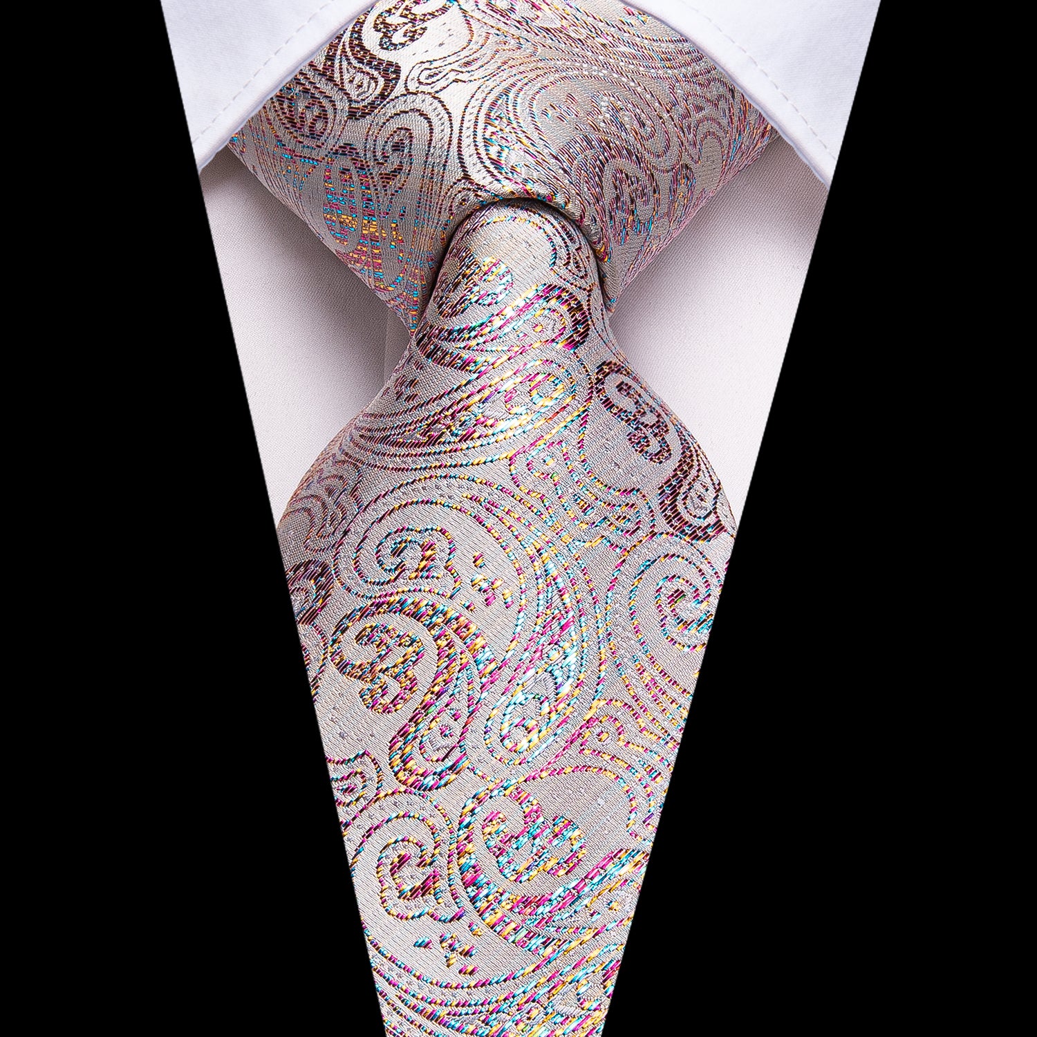 Titanium Pearlescent Paisley Silk Tie