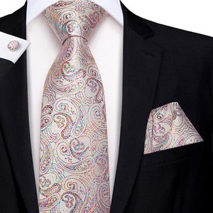 Titanium Pearlescent Paisley Silk Tie