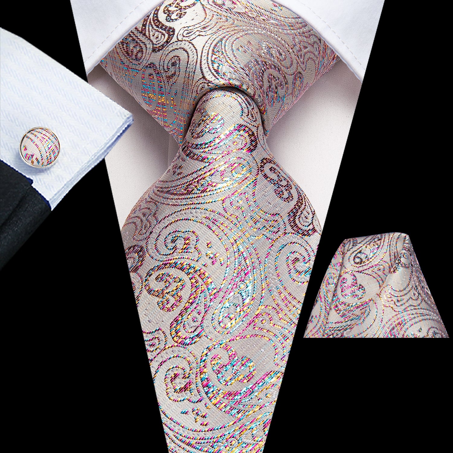 Titanium Pearlescent Paisley Silk Tie