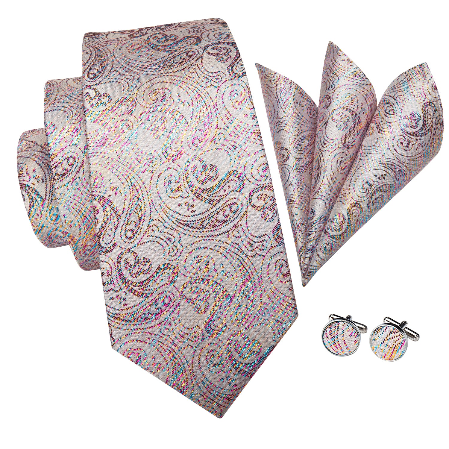 Titanium Pearlescent Paisley Silk Tie