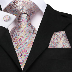 Titanium Pearlescent Paisley Silk Tie