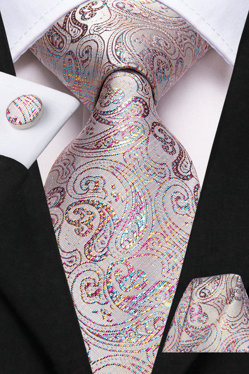 Titanium Pearlescent Paisley Silk Tie