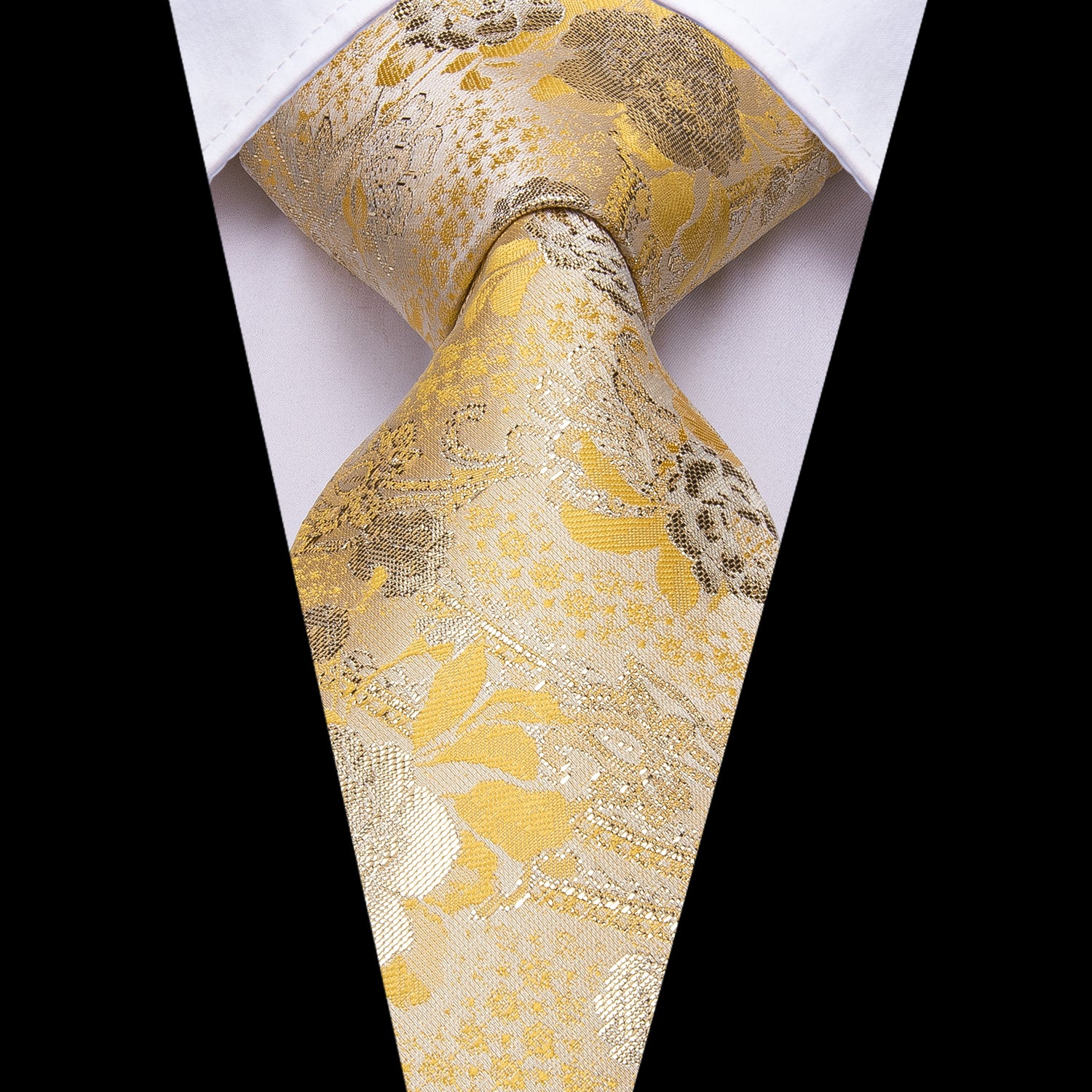 Amber Golden Blossoms Silk Tie