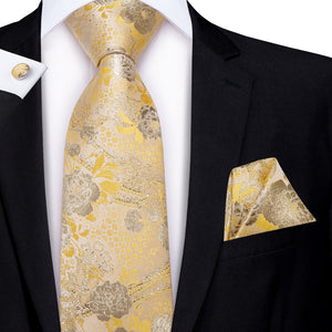 Amber Golden Blossoms Silk Tie