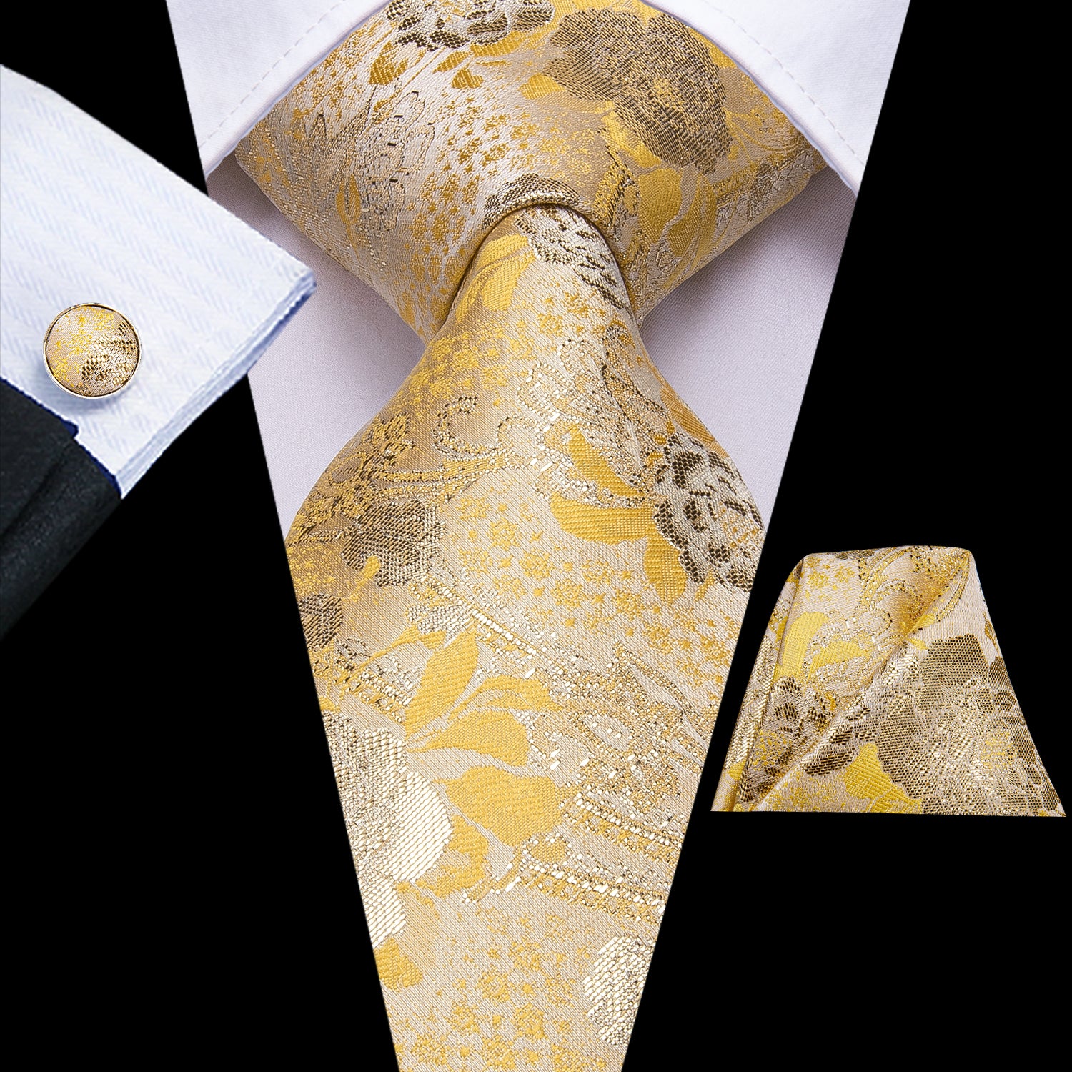 Amber Golden Blossoms Silk Tie