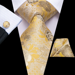 Amber Golden Blossoms Silk Tie