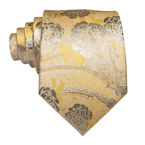 Amber Golden Blossoms Silk Tie