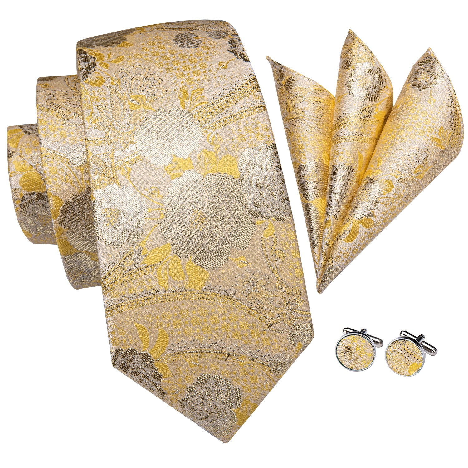 Amber Golden Blossoms Silk Tie