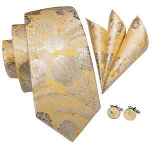 Amber Golden Blossoms Silk Tie