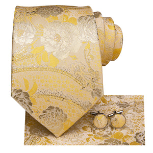 Amber Golden Blossoms Silk Tie