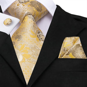 Amber Golden Blossoms Silk Tie