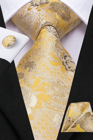 Amber Golden Blossoms Silk Tie