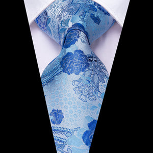 Azure Sky Blossoms Silk Tie