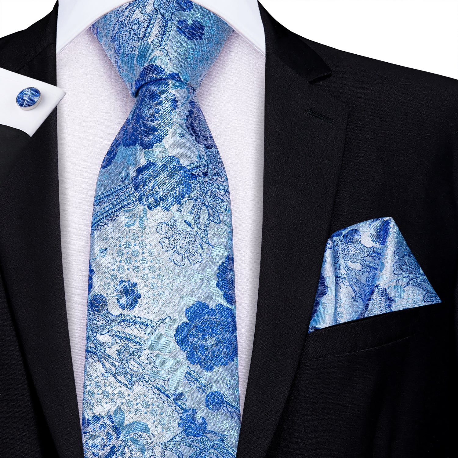 Azure Sky Blossoms Silk Tie