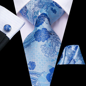 Azure Sky Blossoms Silk Tie