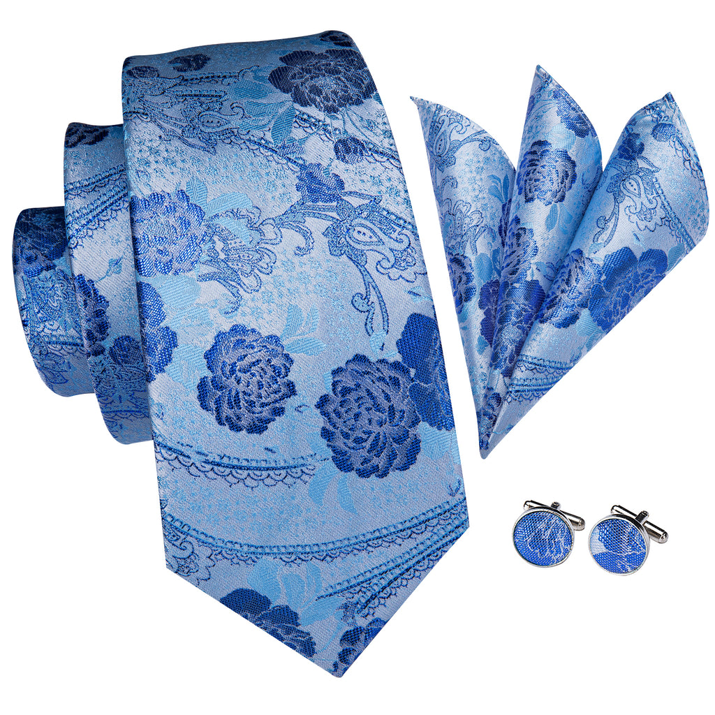 Azure Sky Blossoms Silk Tie