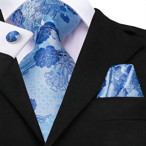 Azure Sky Blossoms Silk Tie