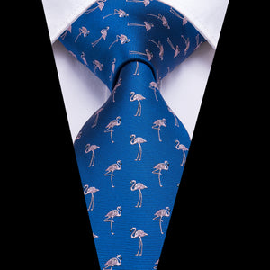 Sapphire Rose Quartz Flamingo Silk Tie