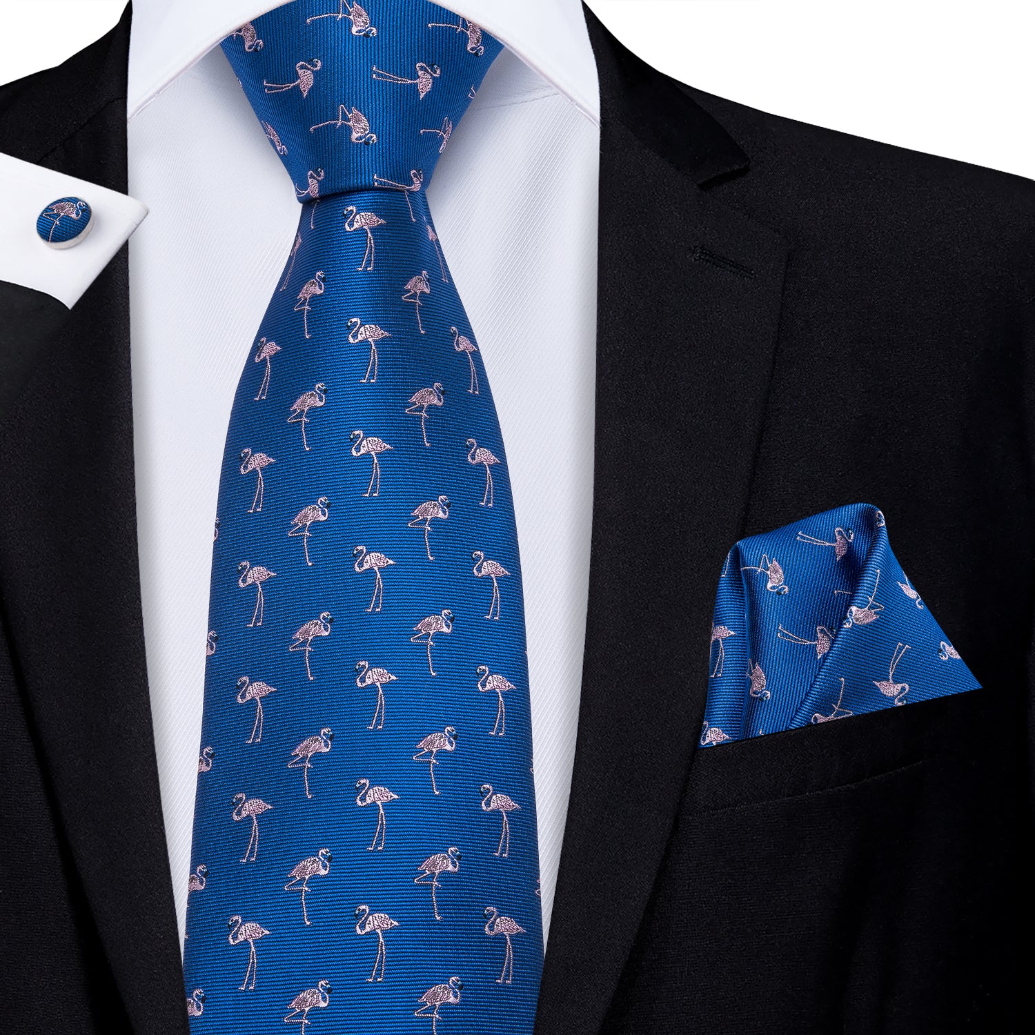 Sapphire Rose Quartz Flamingo Silk Tie