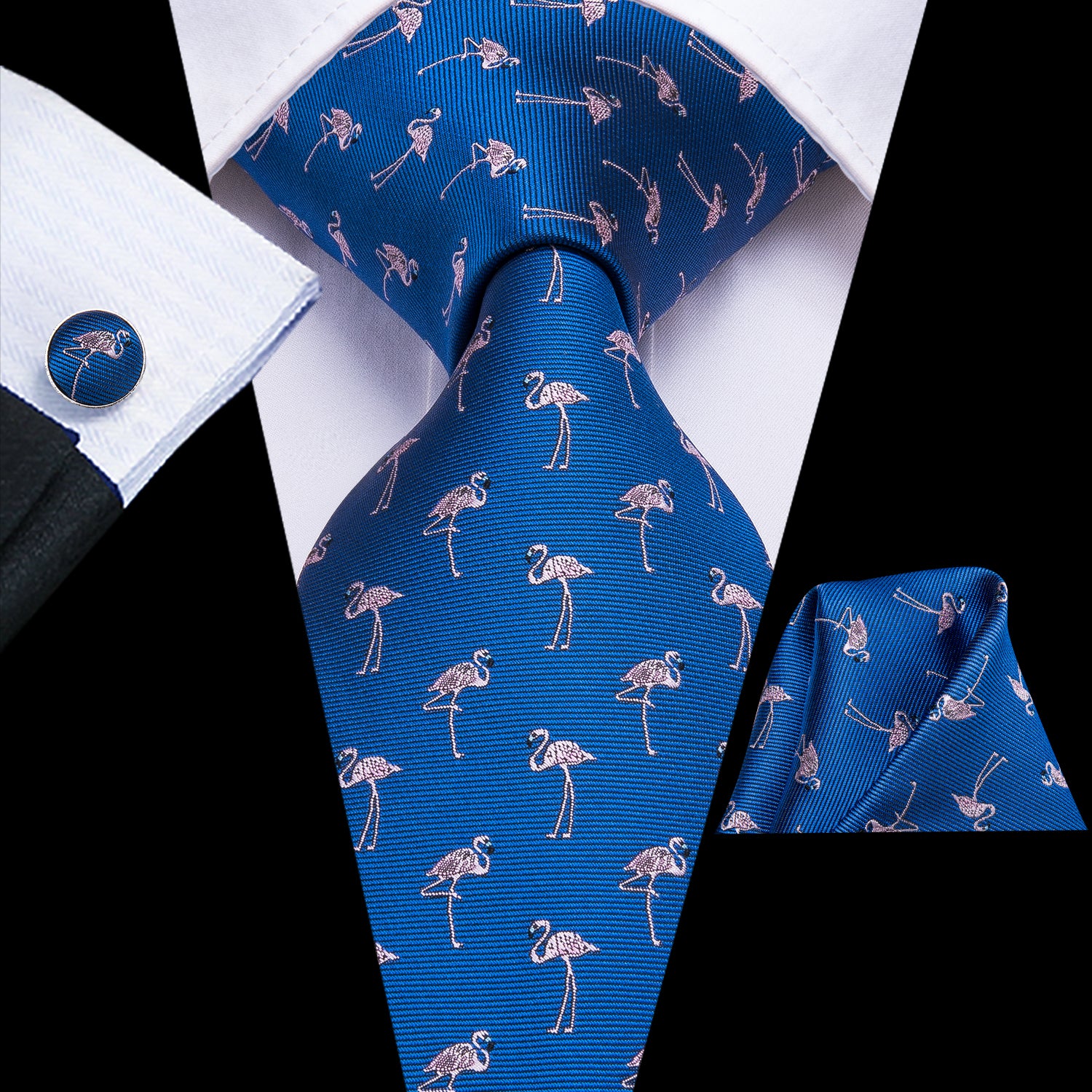 Sapphire Rose Quartz Flamingo Silk Tie