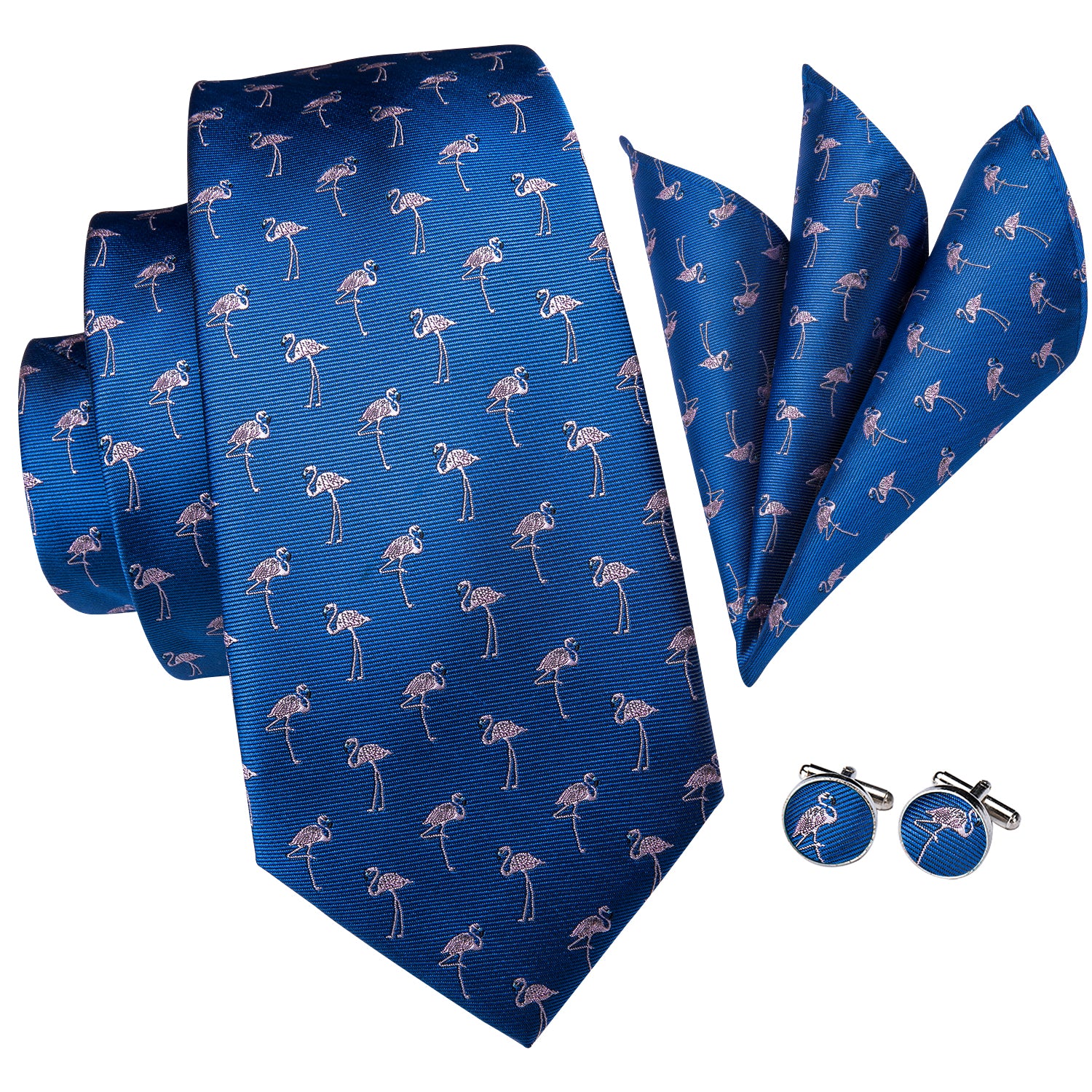 Sapphire Rose Quartz Flamingo Silk Tie