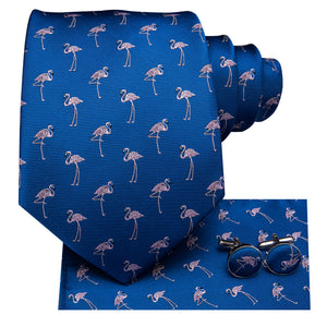 Sapphire Rose Quartz Flamingo Silk Tie