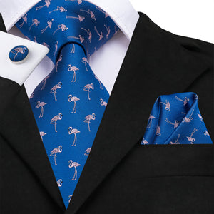 Sapphire Rose Quartz Flamingo Silk Tie