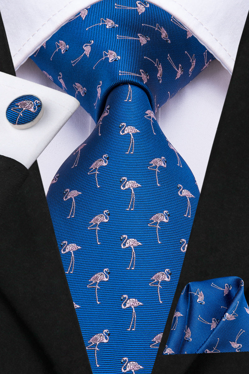 Sapphire Rose Quartz Flamingo Silk Tie