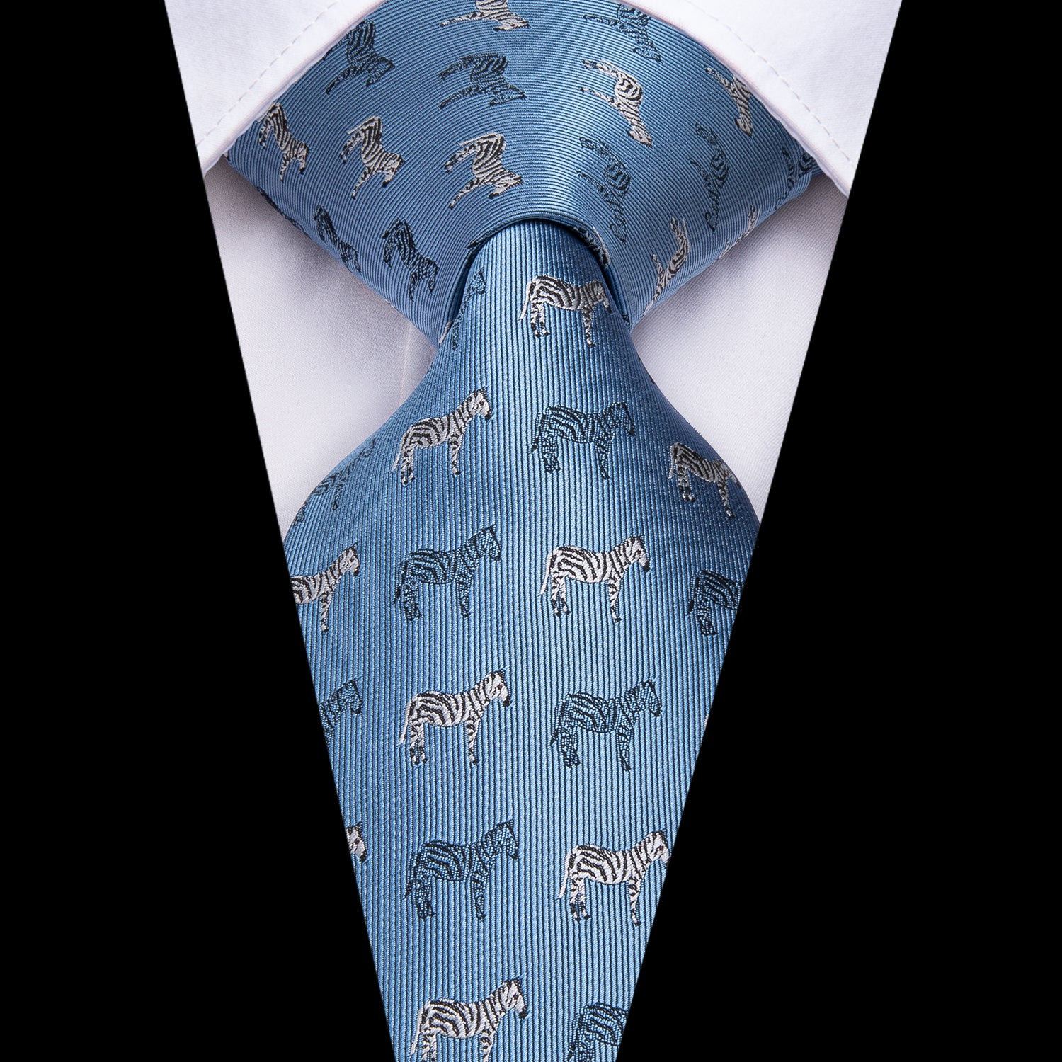 Metallic Slate Blue Zebra Silk Tie