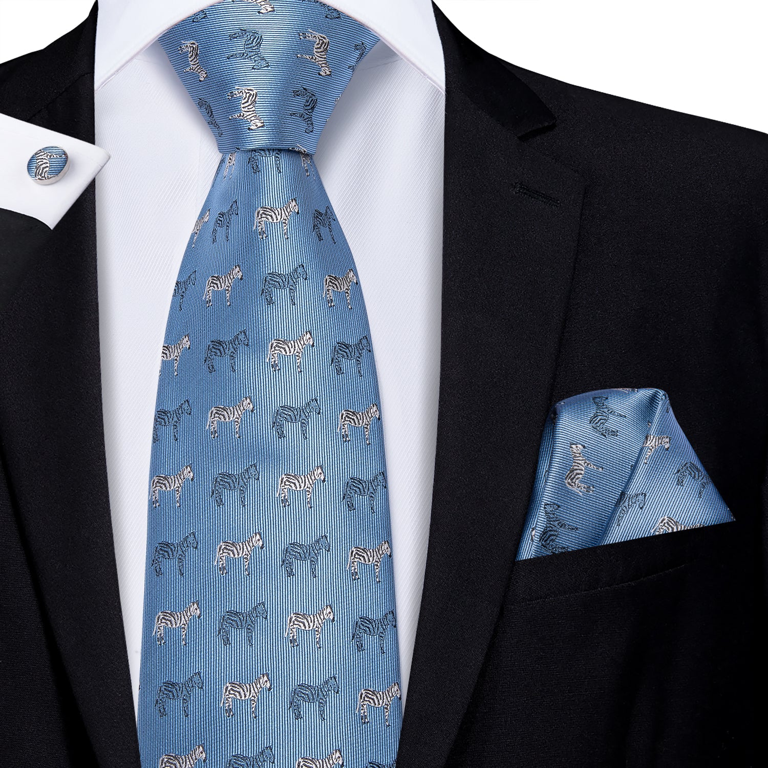 Metallic Slate Blue Zebra Silk Tie