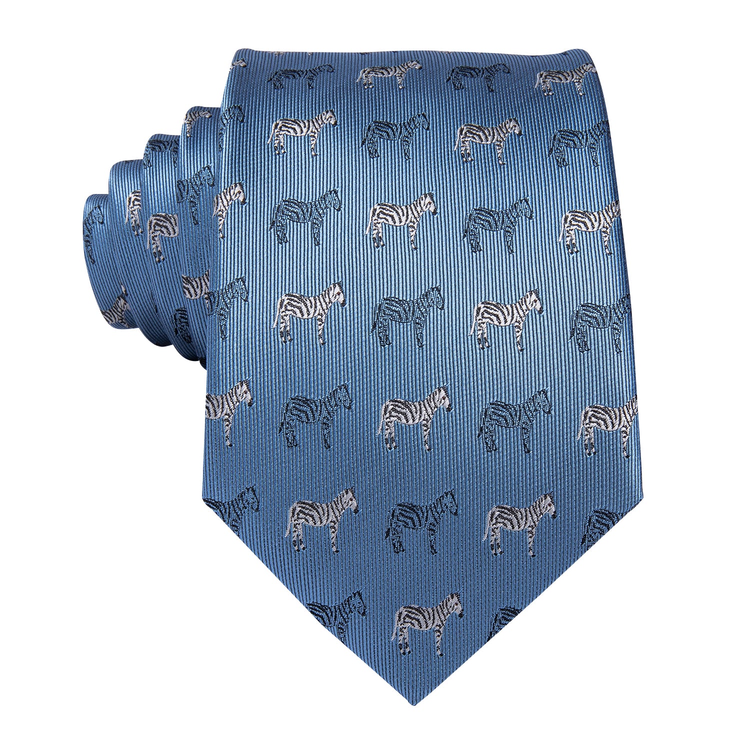 Metallic Slate Blue Zebra Silk Tie