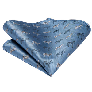 Metallic Slate Blue Zebra Silk Tie