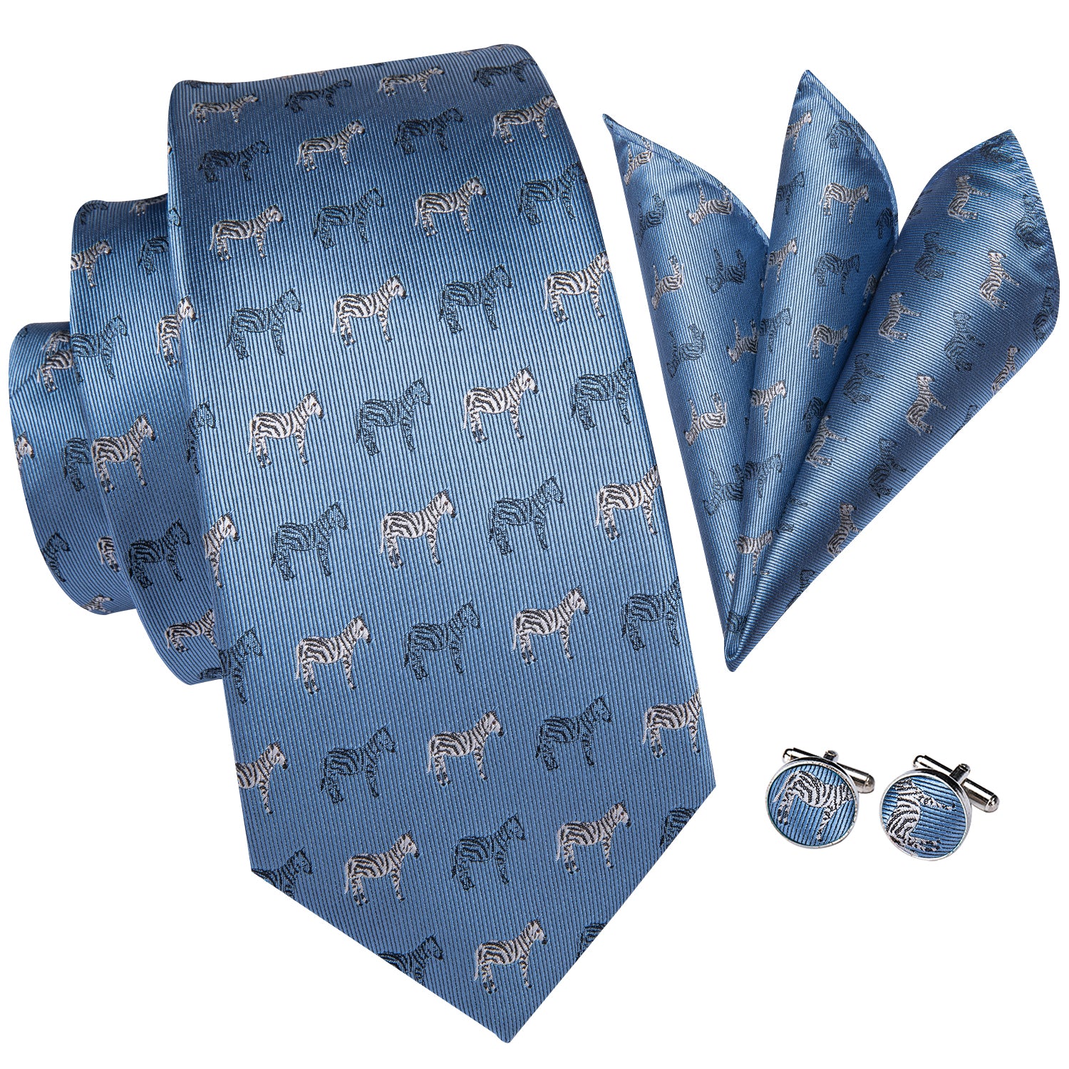 Metallic Slate Blue Zebra Silk Tie