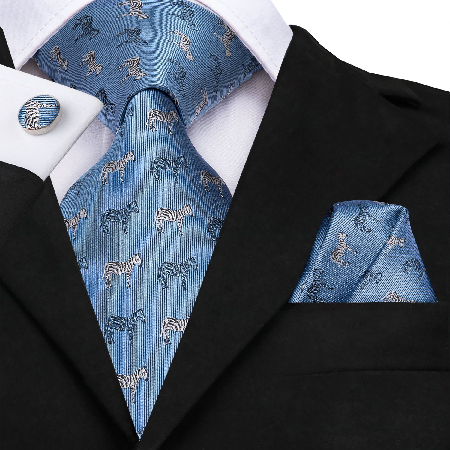 Metallic Slate Blue Zebra Silk Tie