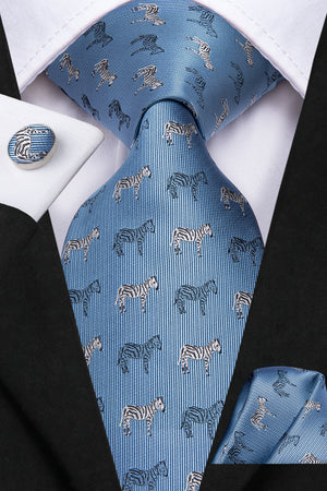 Metallic Slate Blue Zebra Silk Tie