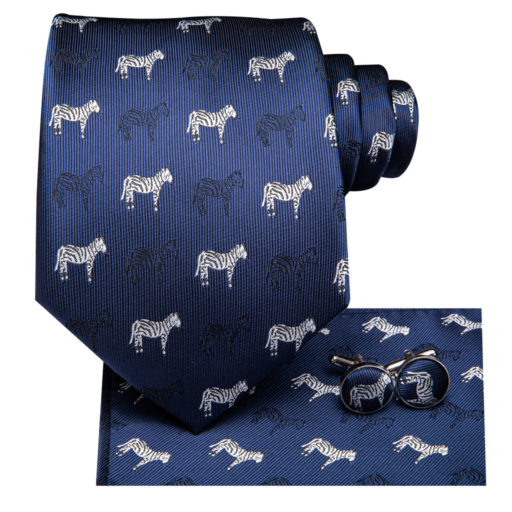 Midnight Sapphire Zebra Silk Tie