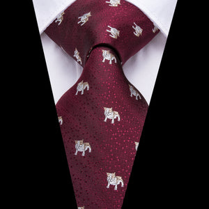 Midnight Ruby Puppies Silk Tie