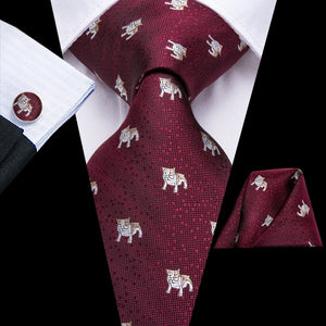 Midnight Ruby Puppies Silk Tie