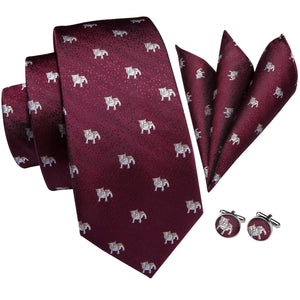 Midnight Ruby Puppies Silk Tie