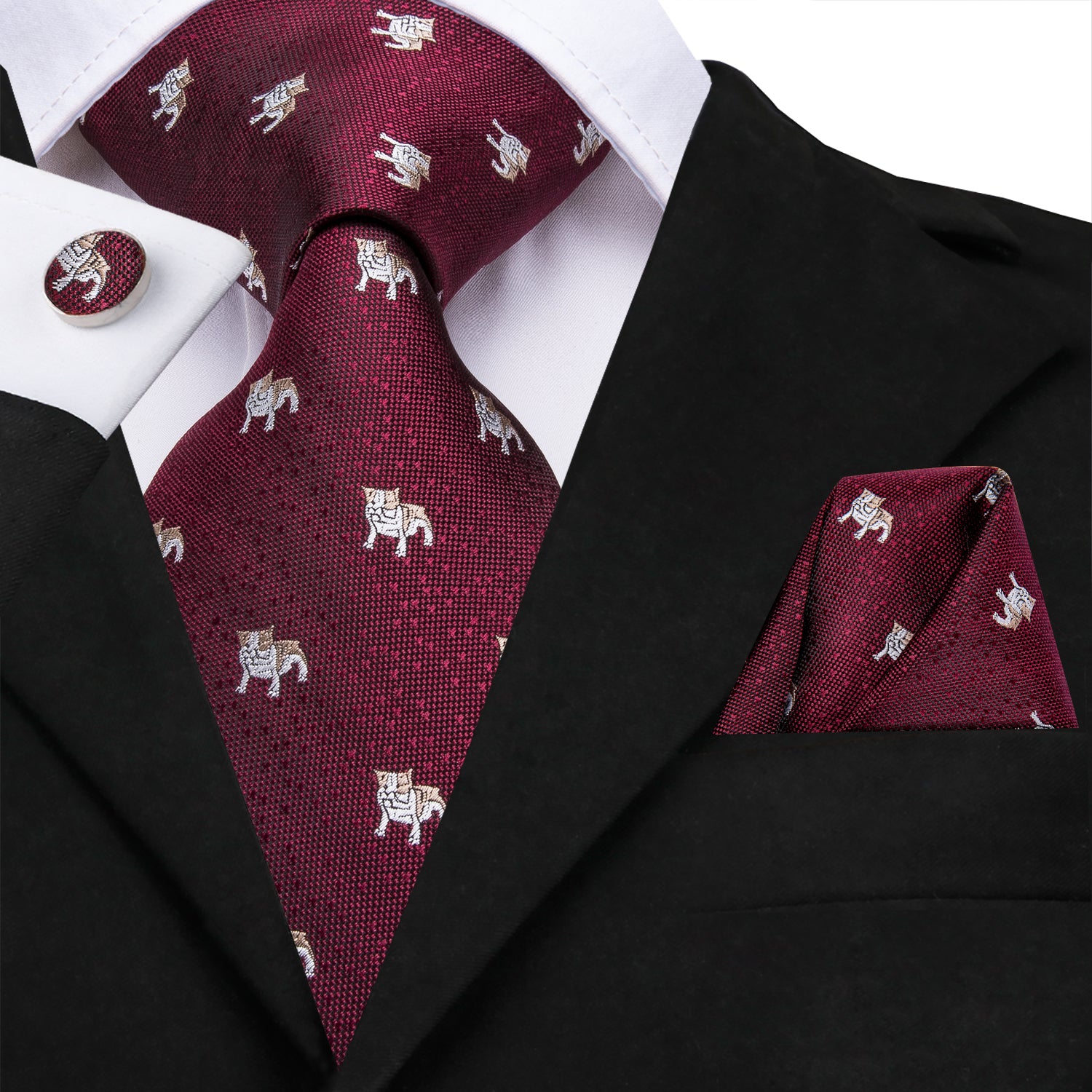 Midnight Ruby Puppies Silk Tie