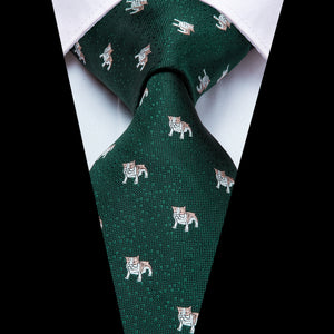 Midnight Emerald Puppies Silk Tie