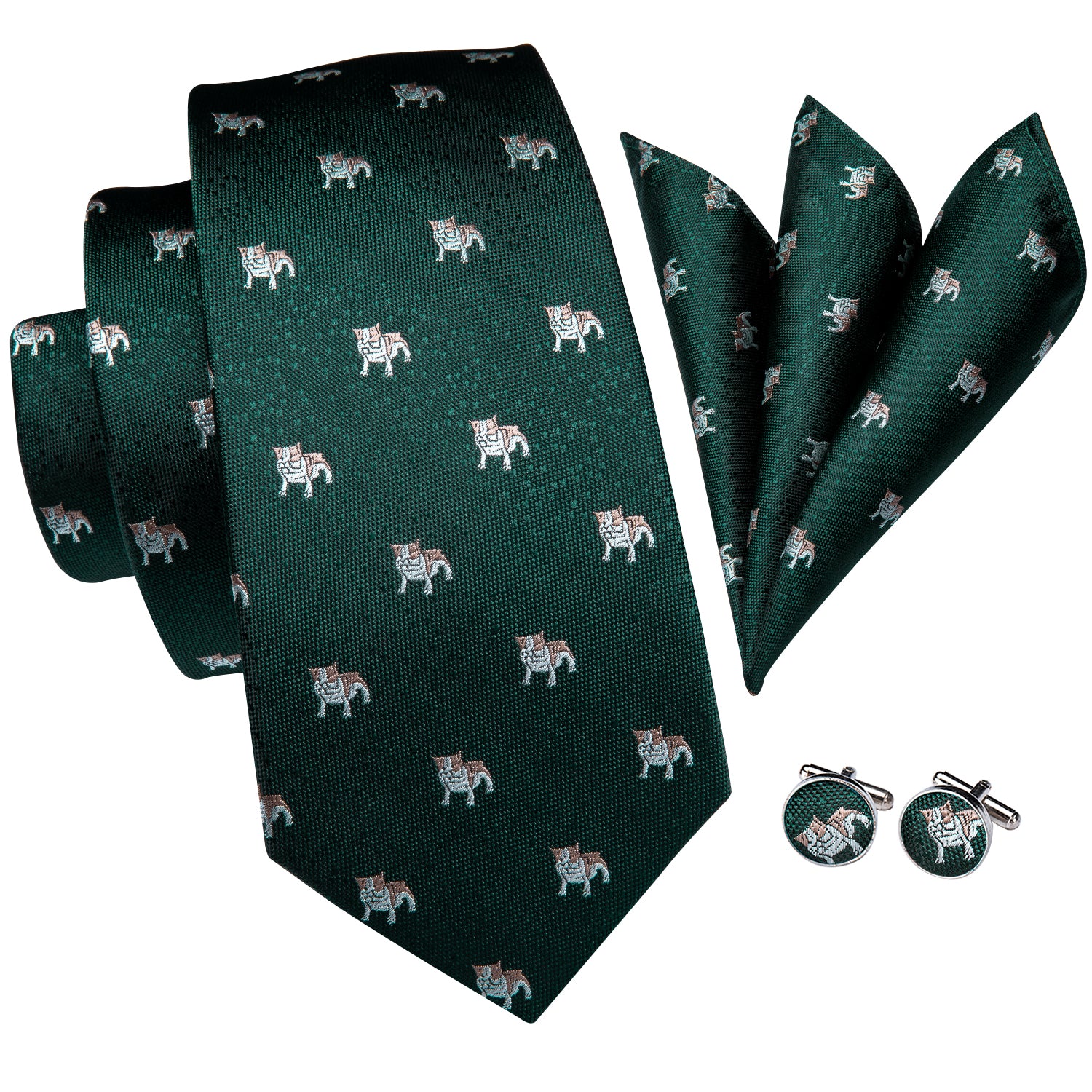 Midnight Emerald Puppies Silk Tie