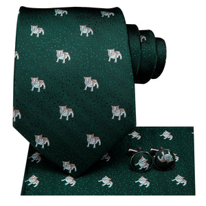 Midnight Emerald Puppies Silk Tie