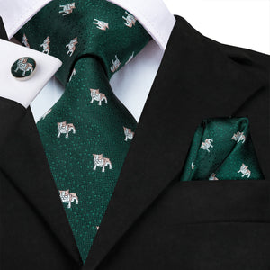 Midnight Emerald Puppies Silk Tie