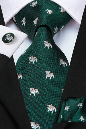 Midnight Emerald Puppies Silk Tie